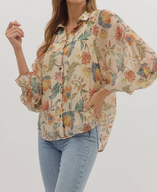 Entro - Floral Print Button-down Top