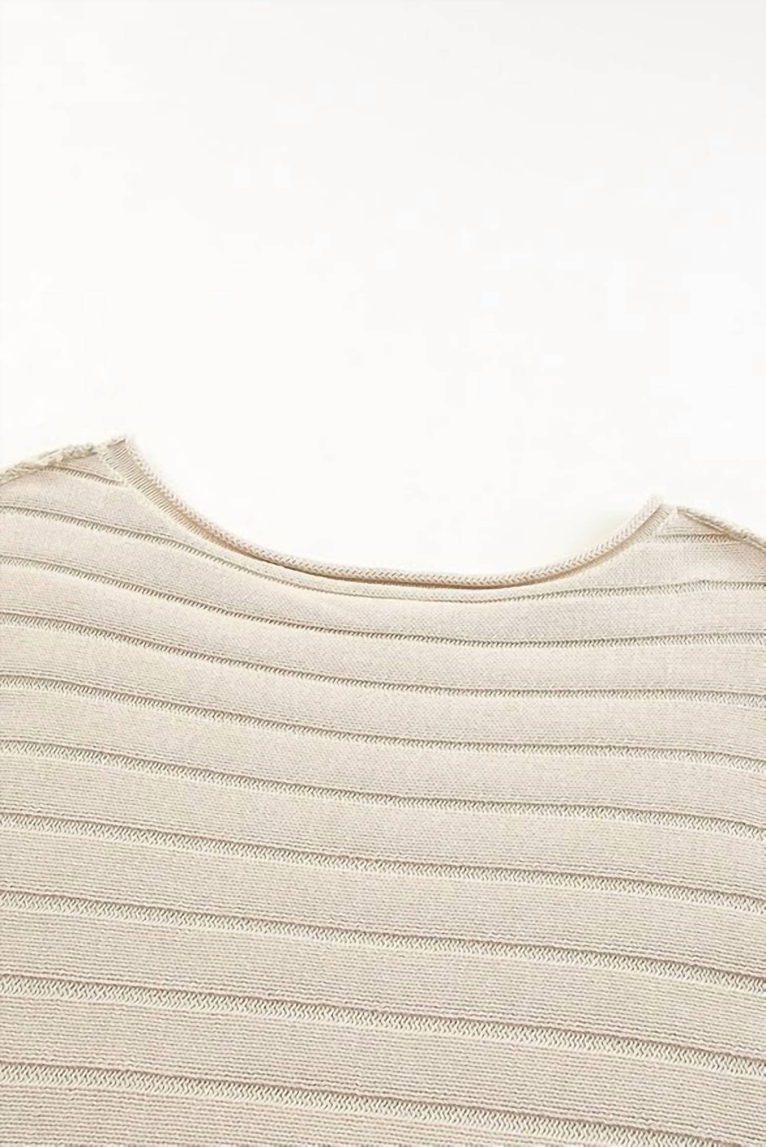 Shewin - 3/4 Sleeve Ribbed Sweater