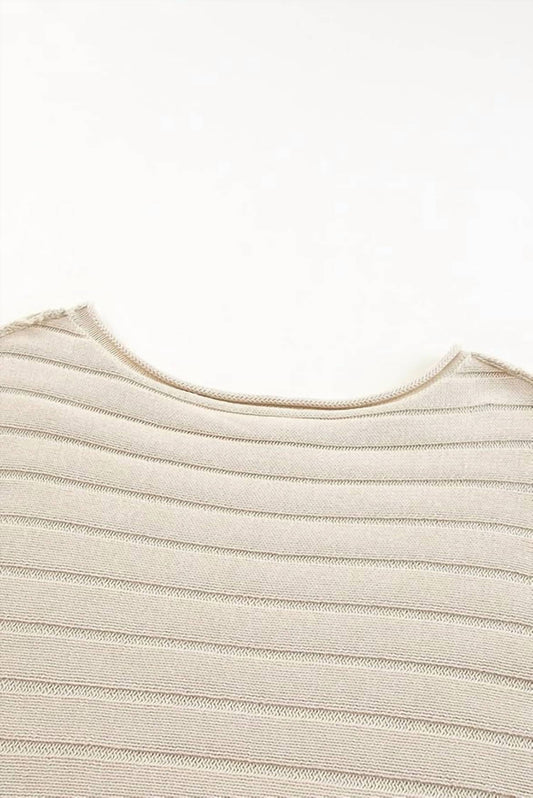 Shewin - 3/4 Sleeve Ribbed Sweater
