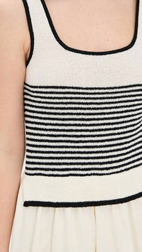 Moon River - Striped Knit Top Midi Dress
