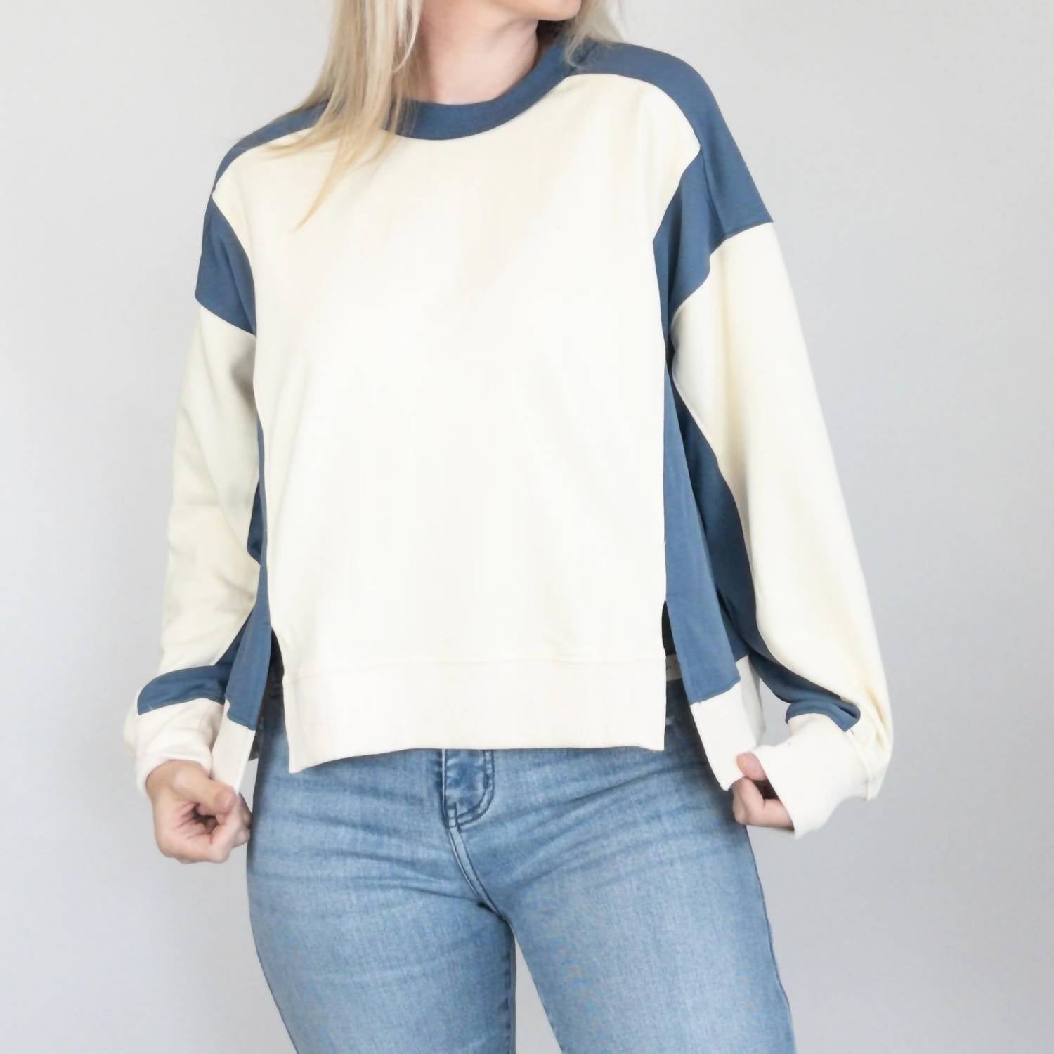 Aemi + Co - Colorblock Terry Pullover Sweatshirt