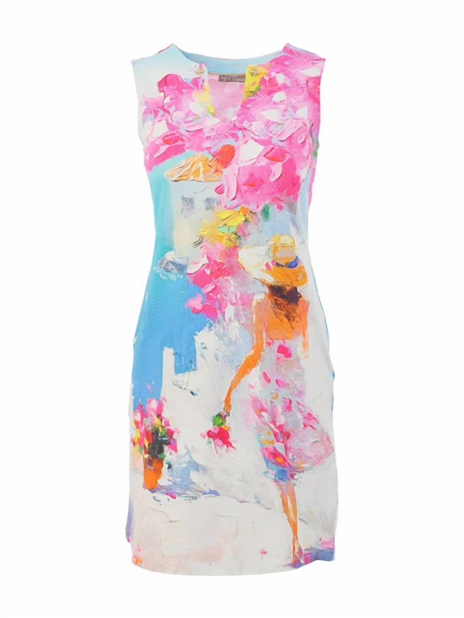 Dolcezza - Santorini Print Sleeveless Dress