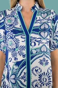Thml - Tile Print Puff Sleeve Mini Dress