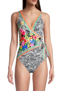 Johnny Was - Zebra Print Wrap Style Swimsuit