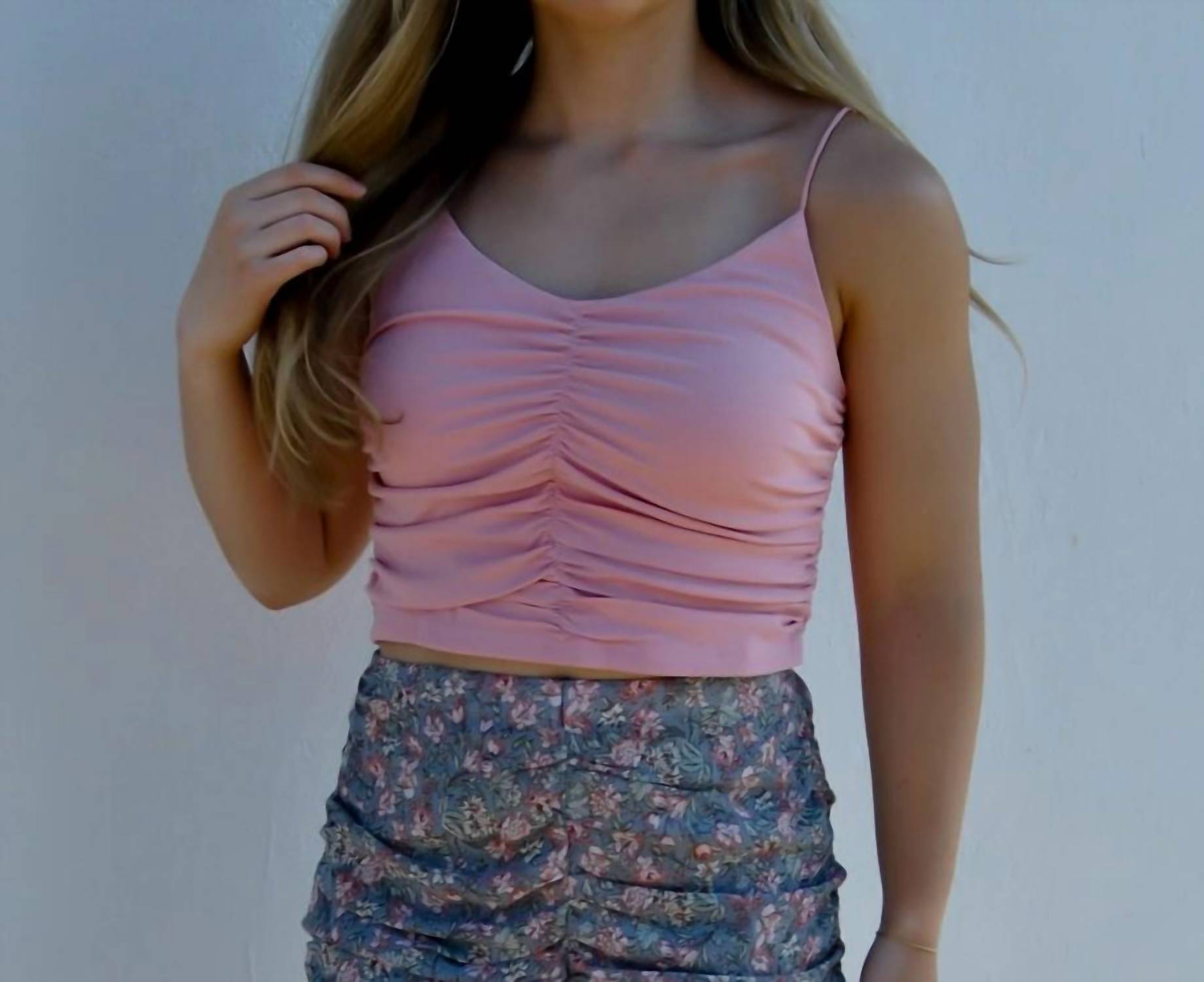 She + Sky - Ruched Rib Knit Cami Top
