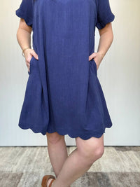 Umgee - Scalloped Hem Linen Dress