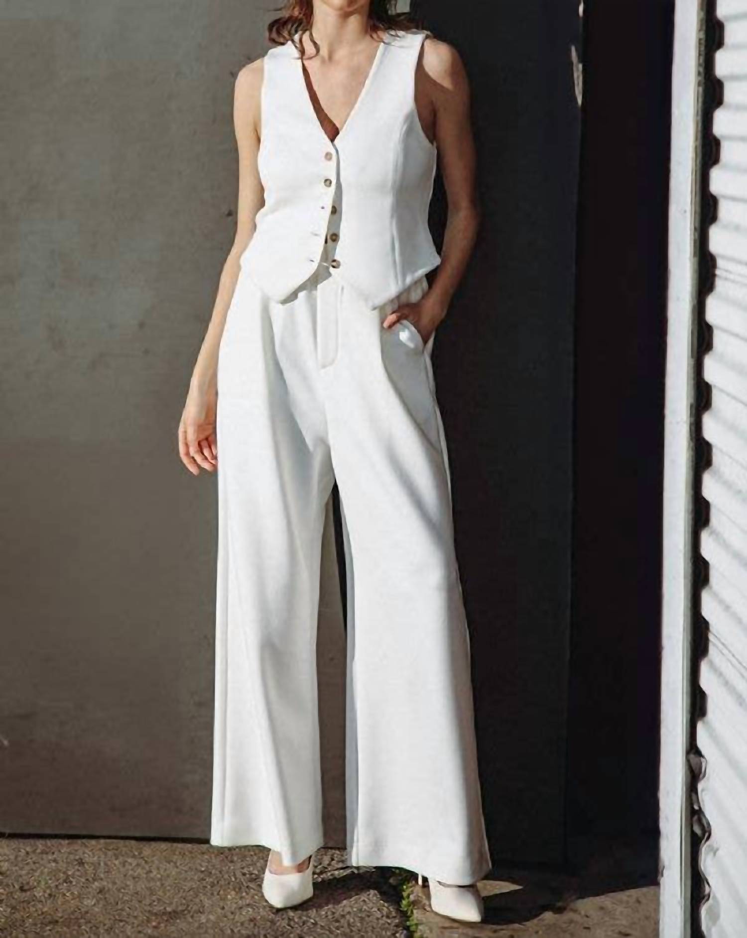 Flying Tomato - Wide Leg Knit Trouser