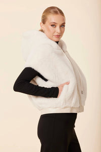 Dolce Cabo - Faux Fur Vegan Leather Trim Hoody Vest