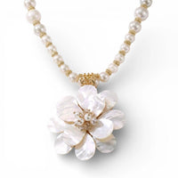 Bijoux Envie - Women's Mother Of Pearl Flower Necklace