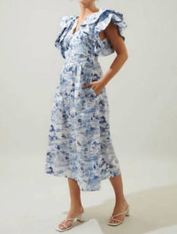 Sugarlips - Francine Toile Sky Ruffle Tiered Midi Dress