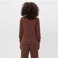Michael Stars Gabriella Madison Jersey 3/4 V Top in espresso - women's t-shirt - detail view