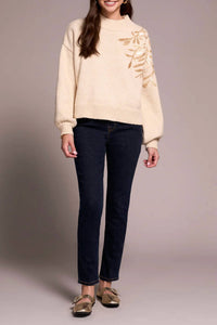 Tribal - Long Sleeve Mock Neck Sweater With Sequins
