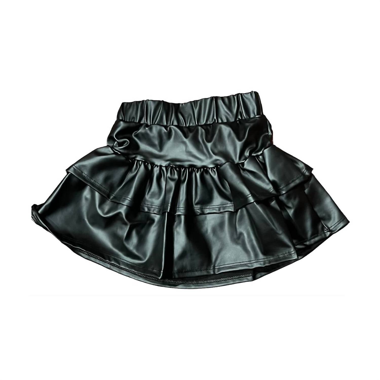 Tweenstyle Girl's Pleather Tiered Skirt in black - kids' skirt