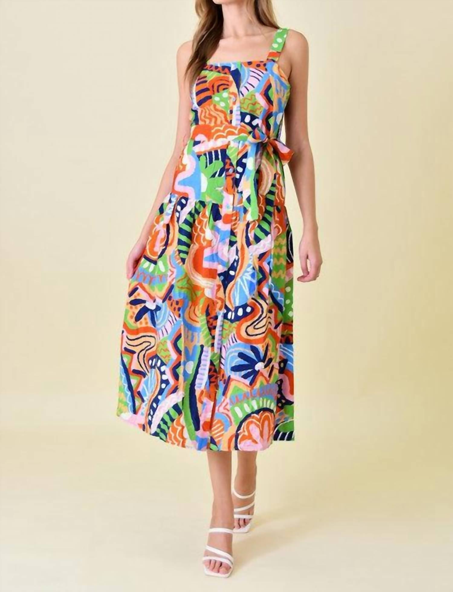 Fore Collection - Abstract Print Midi Dress