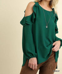 Umgee - Ruffle Open Shoulder Blouse - Plus