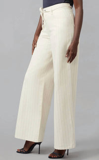 Lola Denim - Ultra Rise Wide Leg Pin Striped Jeans
