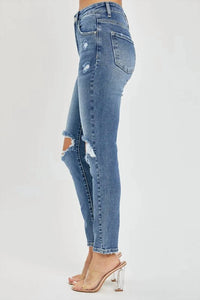 Risen - High Rise Distressed Skinny Jeans