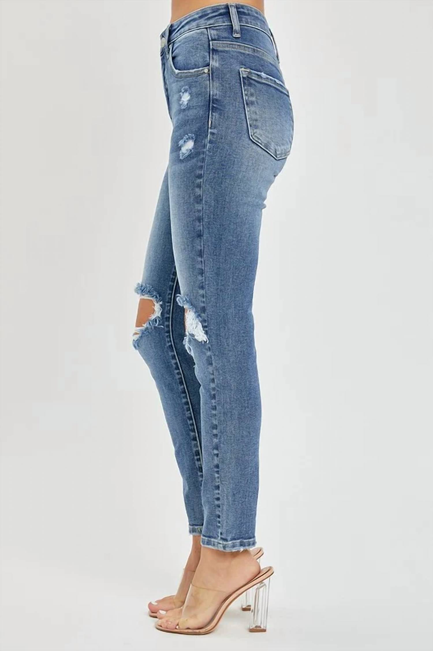 Risen - High Rise Distressed Skinny Jeans