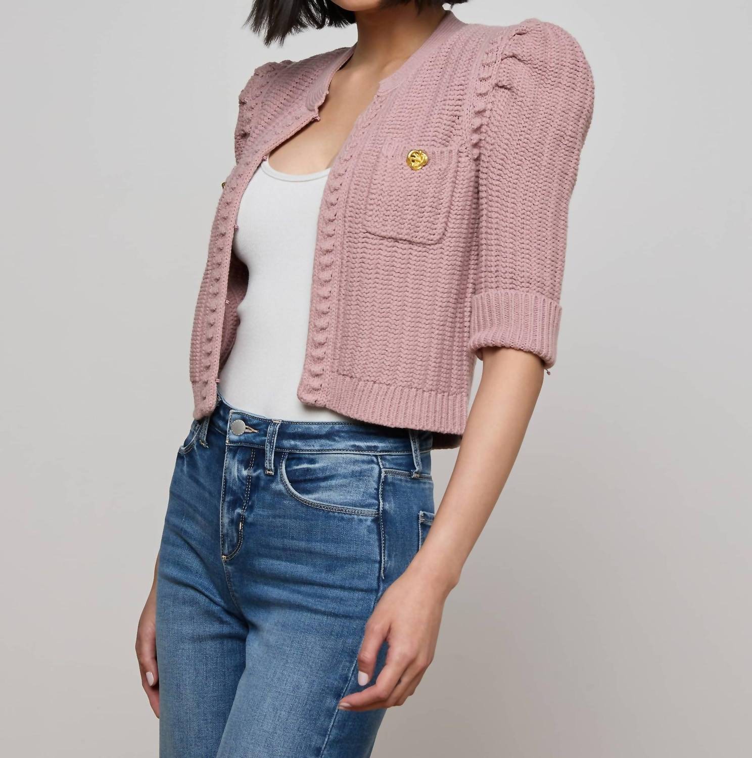 L'Agence - Delilah Crop Textured Cardigan