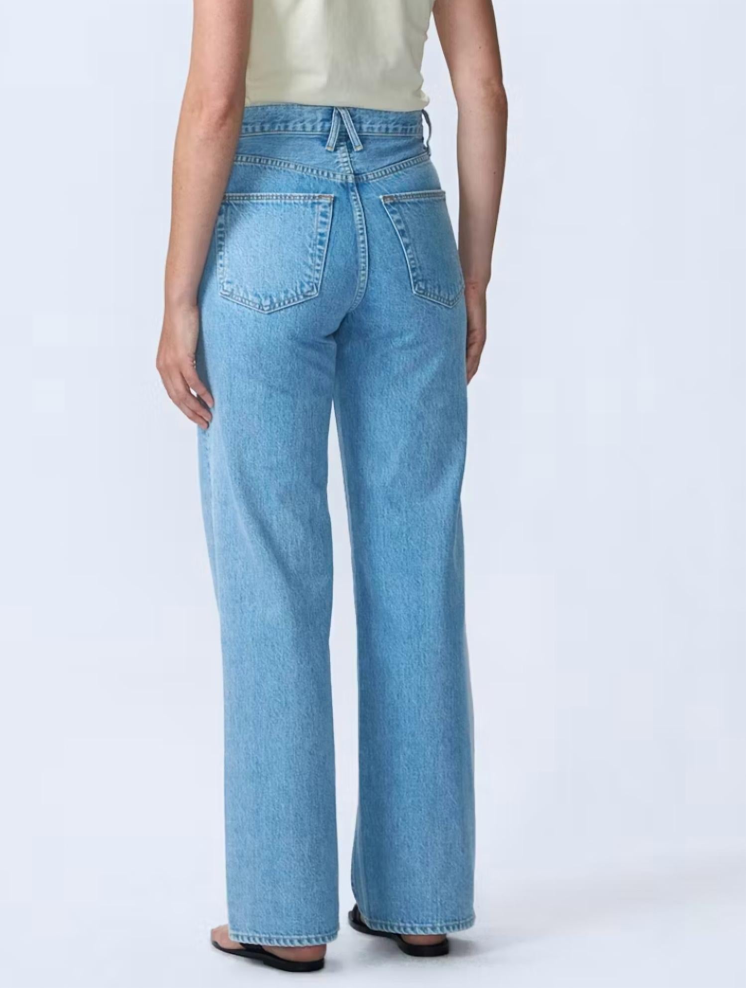 SLVRLAKE Grace High Rise Wide Leg Jean in powder blue - women's jeans - alternate view