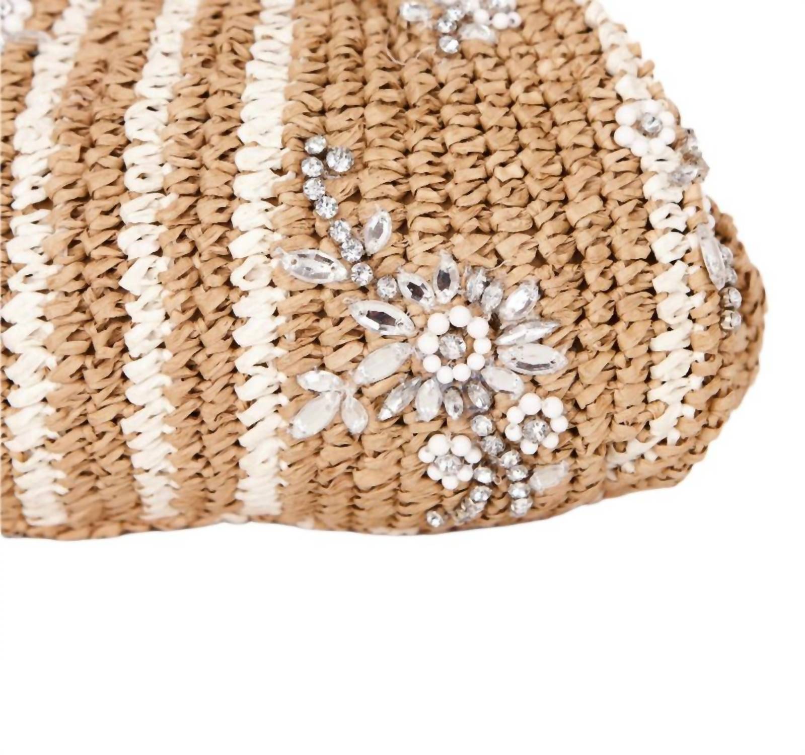 M.A.B.E. - Women's Crystal Patterned Raffia Clutch Bag