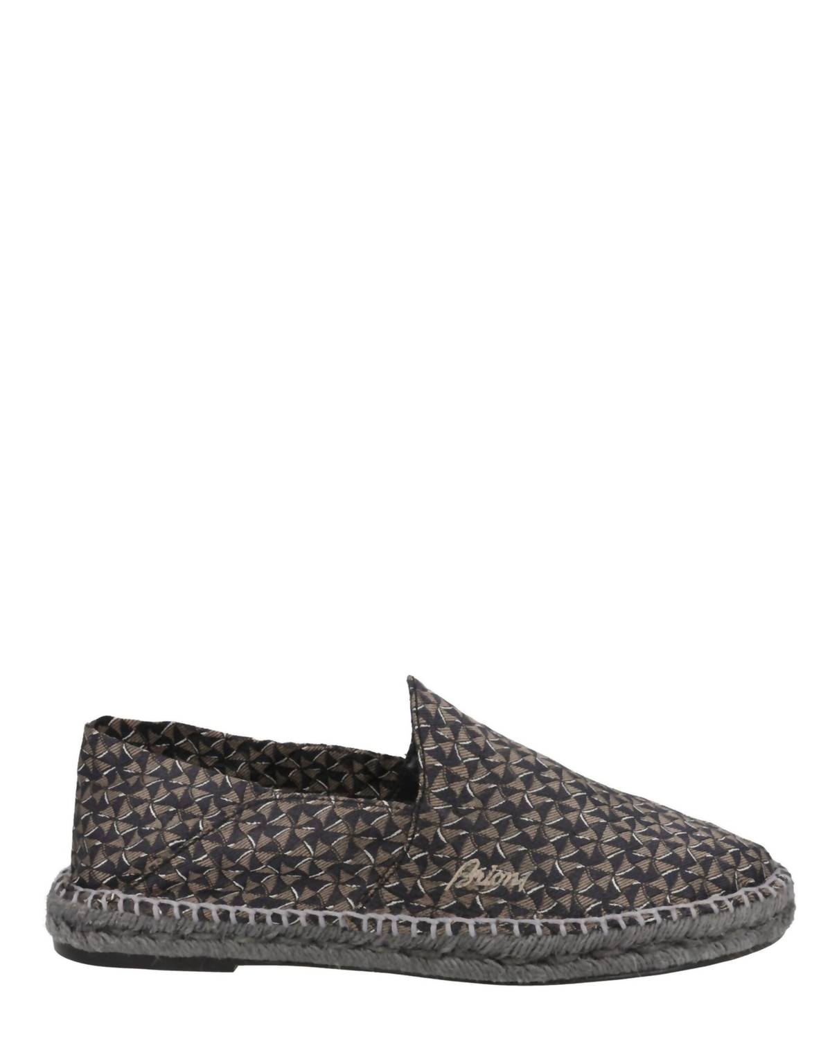 Brioni Men's Slip-on Patterned Espadrilles in midnight blue beige - men's sneaker