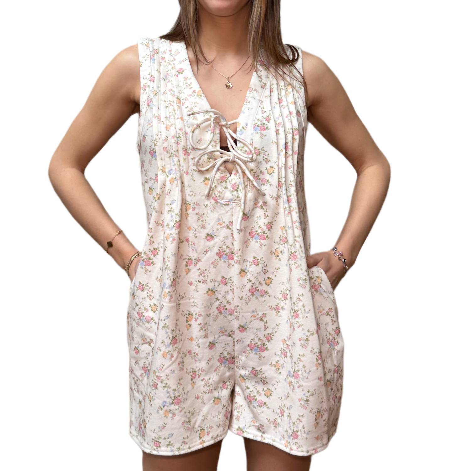 Main Strip - Floral Tie Front Romper