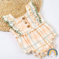 Okie + Lou - Girls Country Plaid Infant Romper