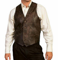 Scully - Men's Whip Stitch Leather Lapel Vest