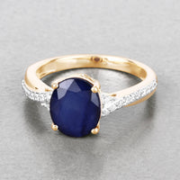 Diana M Jewels Women's Oval Natural Sapphire Fashion Ring (3.28 Ct) - Signature Plus in 14k yellow gold - women's jewelry - detail view