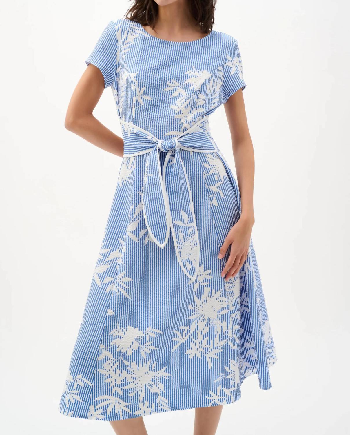 Joseph Ribkoff - Floral Stripe Fit And Flare Dress