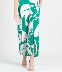 Clara Sun Woo Ankle Pant in green and ivory print - women's pants