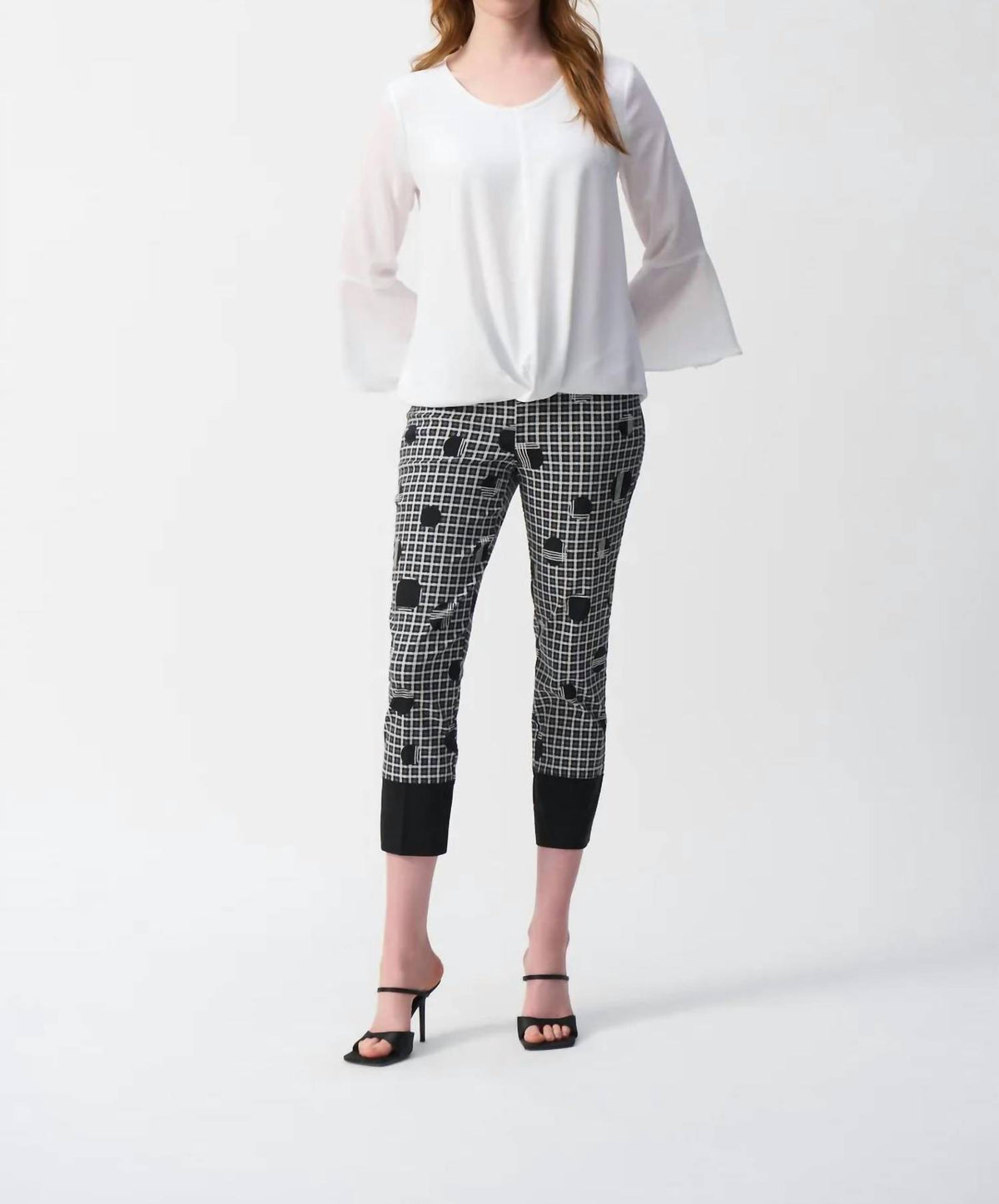 Joseph Ribkoff - Crew Neck Hi-low Three Quarter Bell Sleeves Top