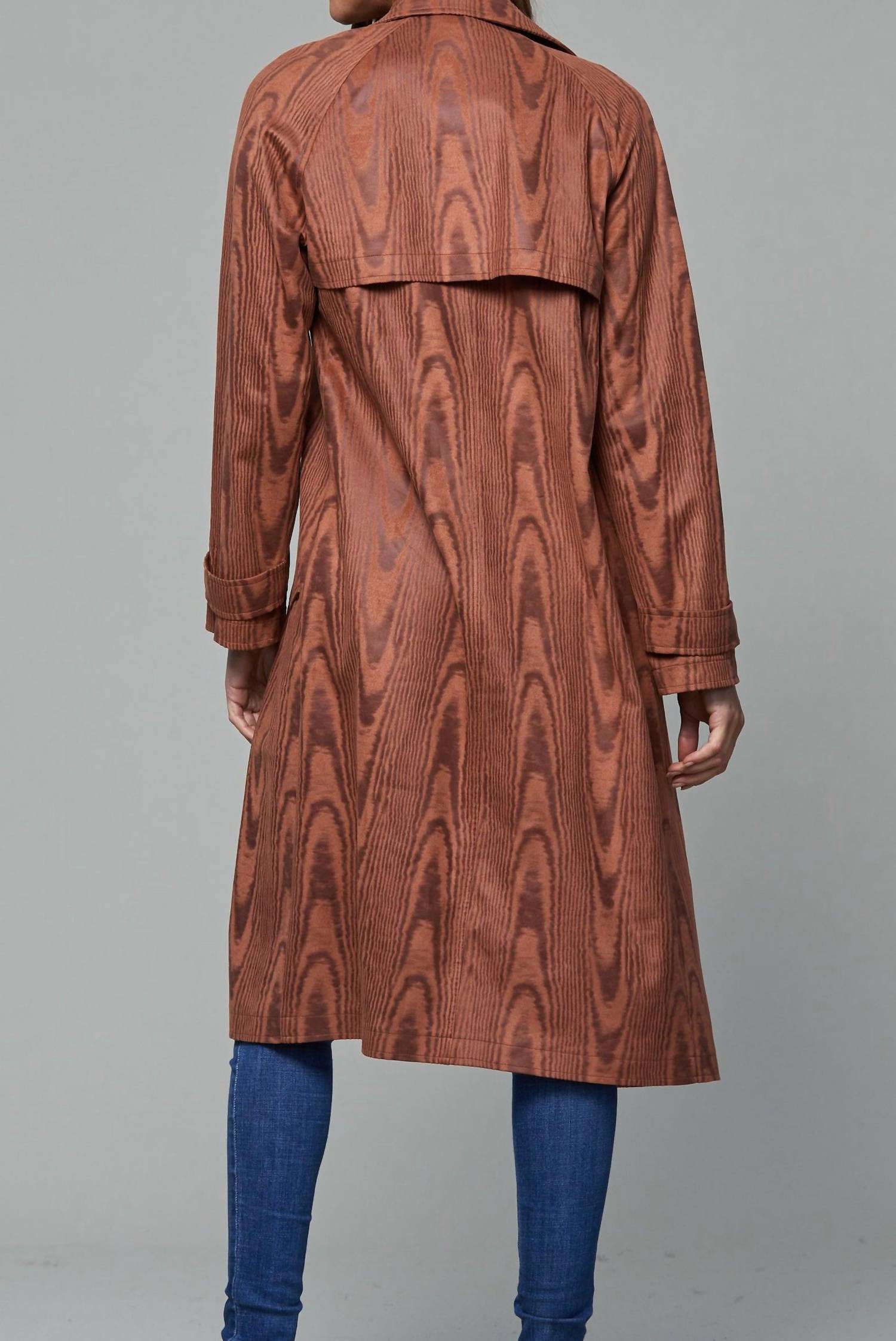 Dolce Cabo - Swirl Pattern Midi Trench Coat