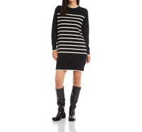 Karen Kane Stripe Sweater Dress in black and cream - women's dress