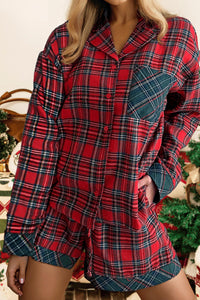 Fashionworks - Plaid Christmas Pajamas 2 Pc Shorts And Shirt Set