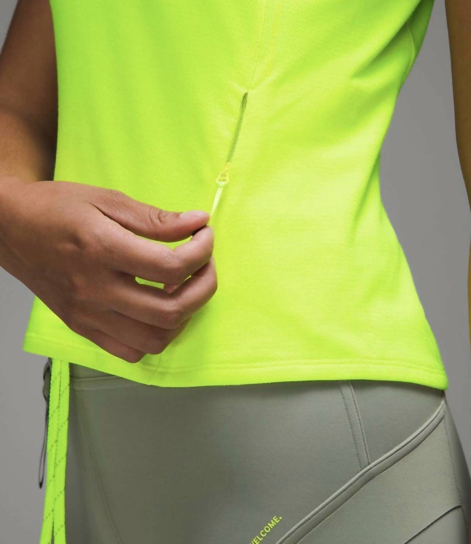 lululemon Cap Sleeve Hiking Tank in highlight yellow - women's tank top - detail view