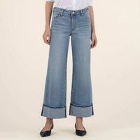 Kut From The Kloth - Meg High Rise Wide Leg Roll Up Hem Jeans