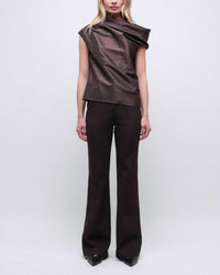 SIMKHAI Vivia Draped Top in chocolate - women's blouse