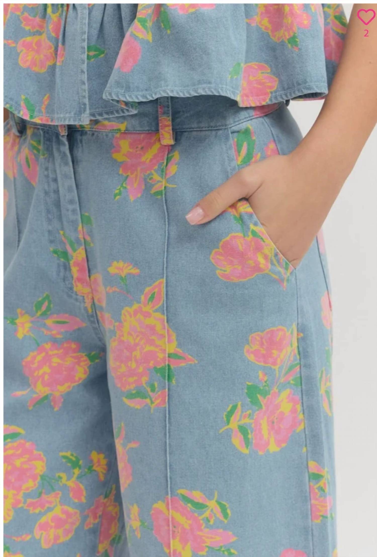 Entro - Women's Floral Denim Pants