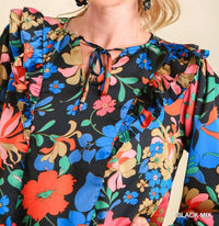 Umgee - Satin Floral Print Top