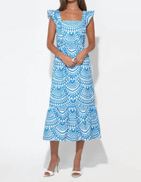 Adelyn Rae - Sadie Flutter Sleeve Embroidery Midi Dress