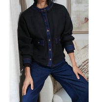 Greylin - Lila Denim Detail Knit Cardigan Top