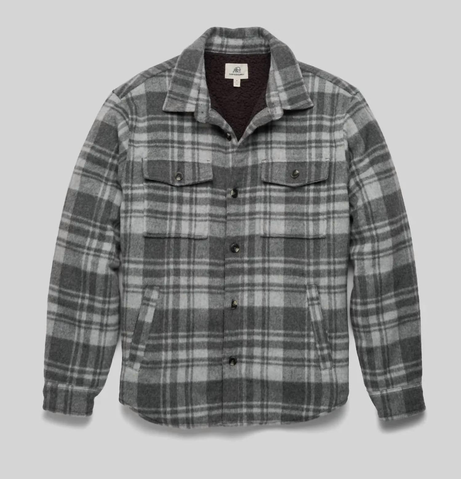 Surfside Supply Men's Skip Sherpa Line Shirt Jacket in grey combo - men's jacket