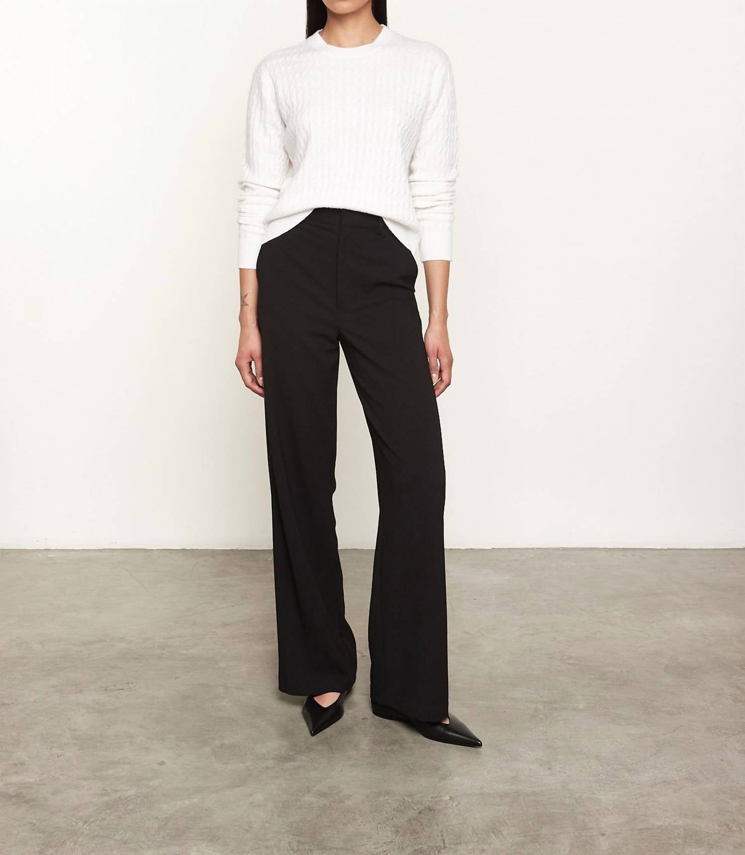 Enza Costa - POWDER CASHMERE CABLE KNITTED CREW SWEATER