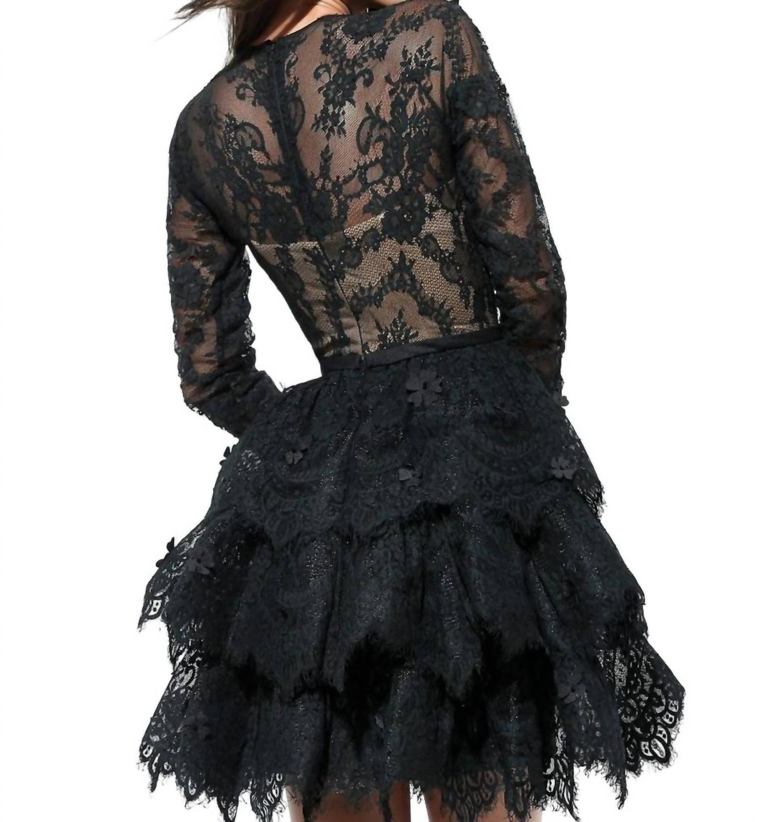 Sherri Hill - Long Sleeve Ruffled Skirt Party Dress