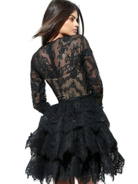 Sherri Hill - Long Sleeve Ruffled Skirt Party Dress