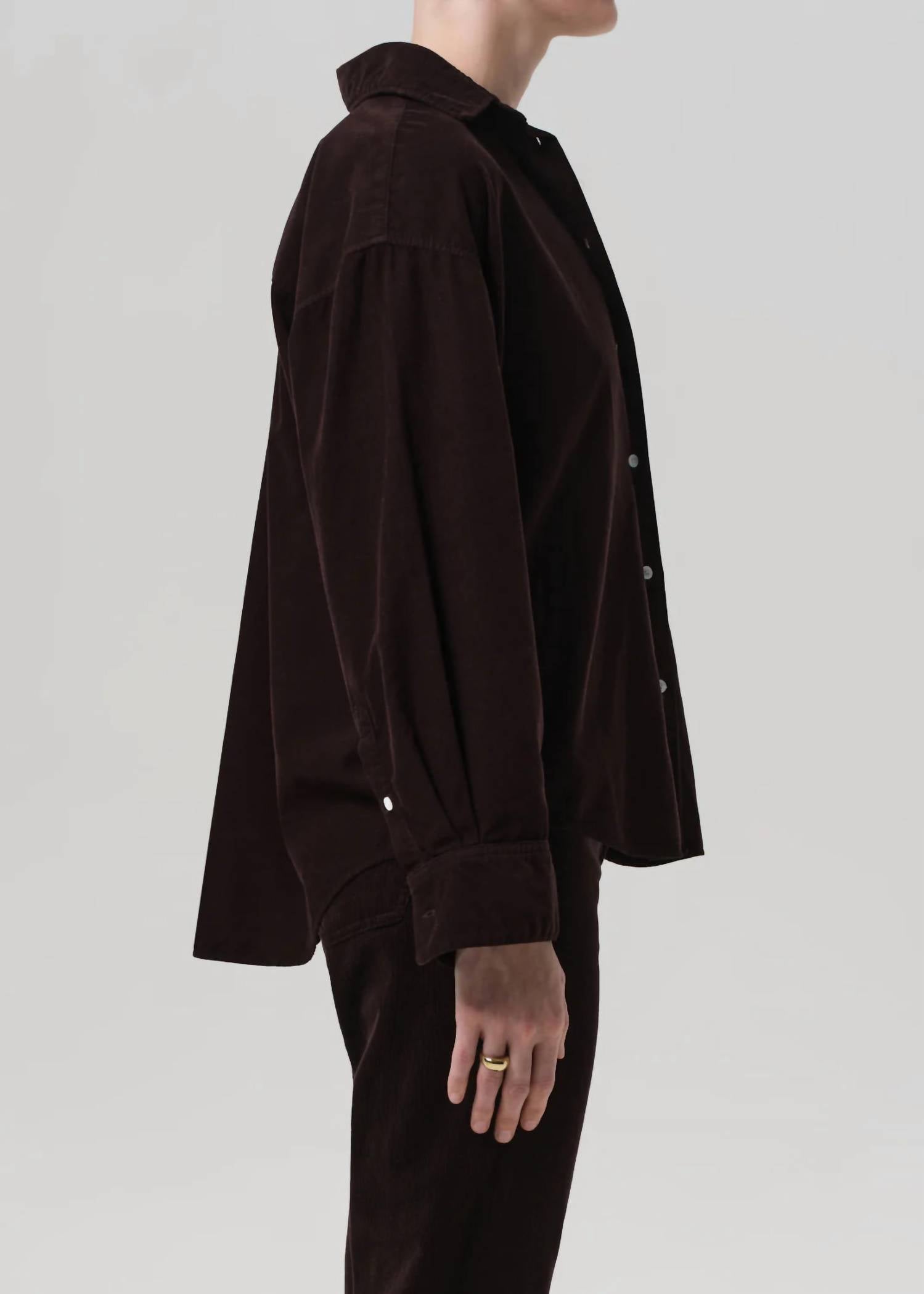 Citizens of Humanity Kayla Corduroy Shirt in barrister - women's shirt - detail view