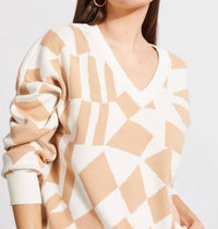 Tribal - V-neck Jacquard Sweater