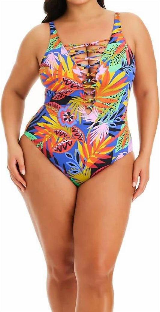 Bleu Rod Beattie - Women's Night Safari Lace Down One Piece - Plus